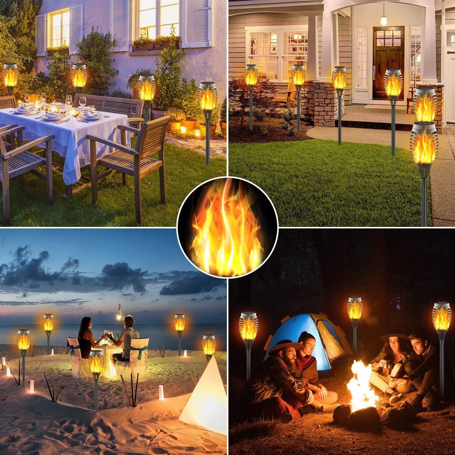 Cross-border Solar Flame Light Ground Plug Lamp LED Torch Light Solar Flame Landscape Light Lawn Light