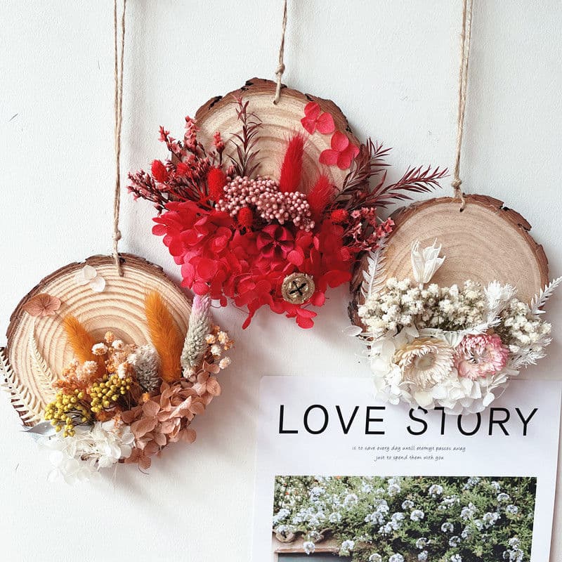 Handmade DIY dried flower material wood chips three-dimensional homemade wall hanging decoration shopping mall festival indoor event on-site salon