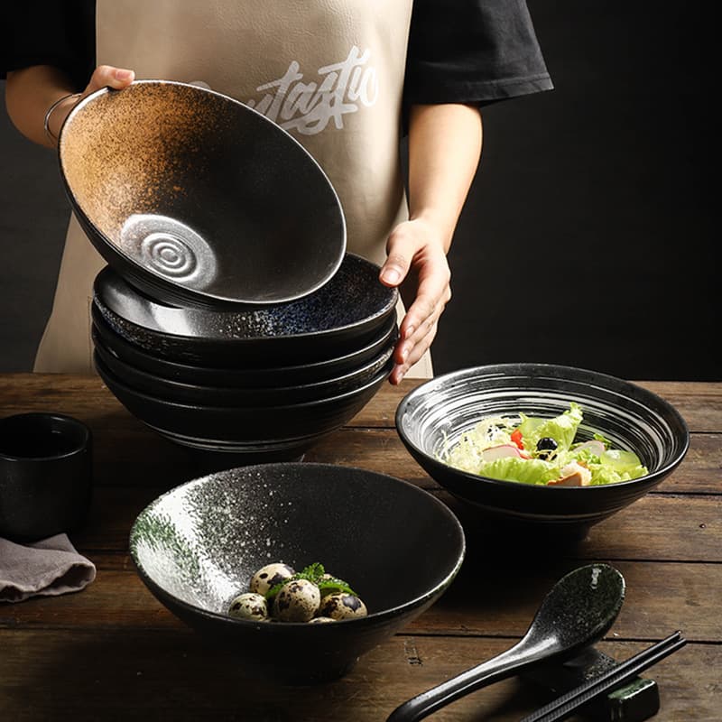 Retro Ceramic Ramen Bowl Creative Ushio Bell-Shaped Soup Bowl for Home And Restaurant Commercial Use from Mainland China