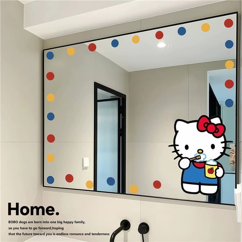 Bathroom Mirror Decorative Stickers Cute Bathroom Mirror Adhesive Stickers Glass Door Self-Adhesive Waterproof Film Wall Stickers