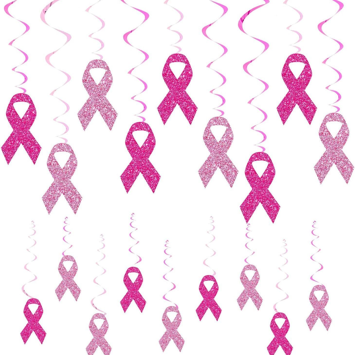 Breast Cancer Theme Pink Spiral Pendant Family Party Wall Decoration Supplies Spiral Hanging Ornament