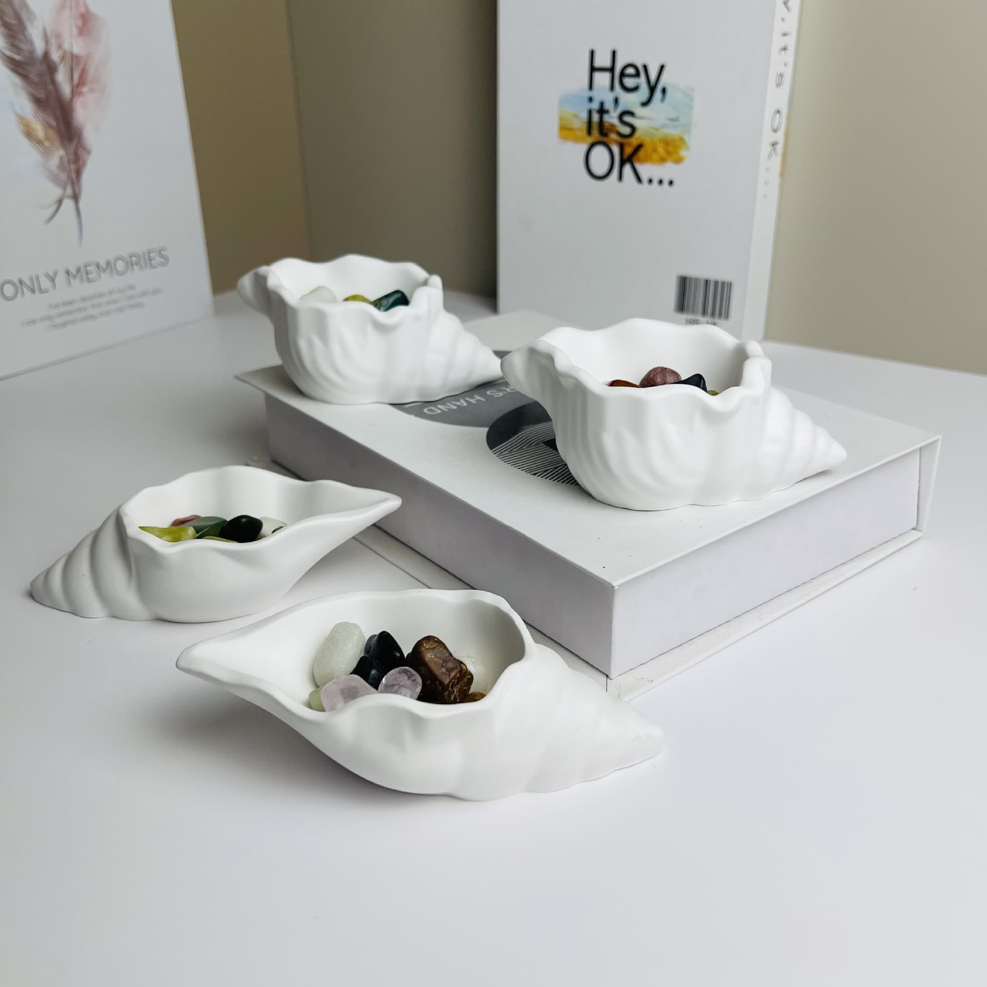 Mediterranean Ins-Style White Seashell Aromatherapy Candle Empty Jar, Seashell Scented Candle Creative Cute New Style