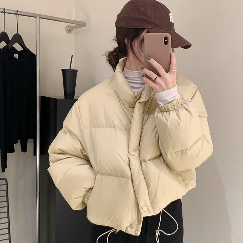 2026 New Short Cotton Clothes Women's Fashion Casual Korean Style Loose Stand Collar Small People Thickened Bread Clothes Jackets