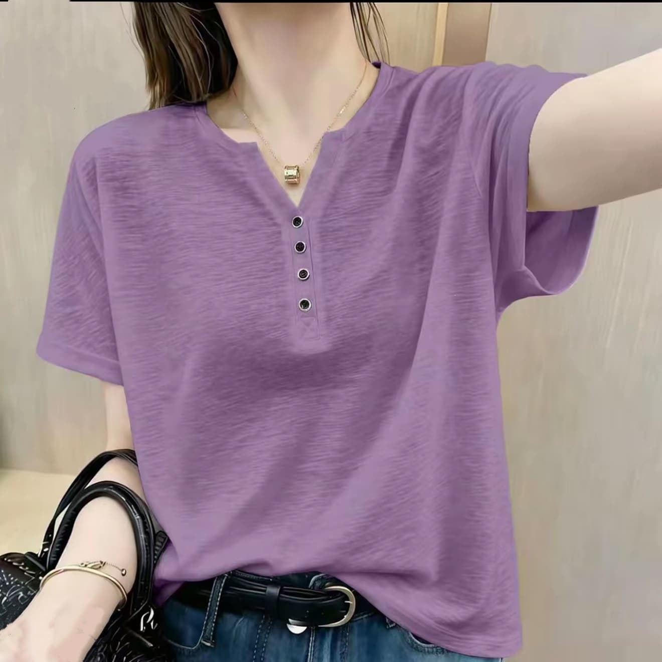 ZY628 Women's Short Sleeve New Style, Middle-Aged Mother Loose High-End Blouse, Casual T-Shirt