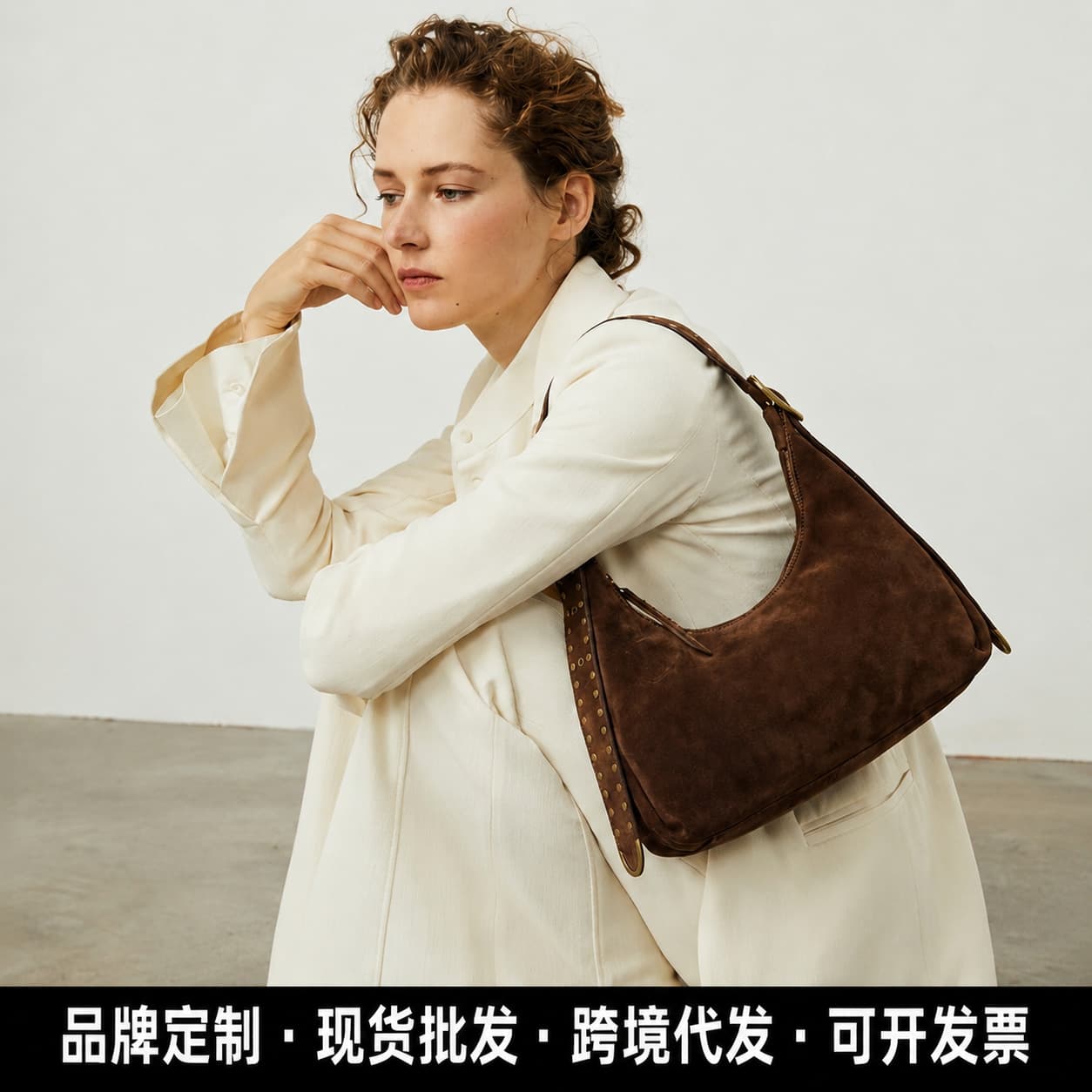 Jiuyue Genuine Leather Women's Bag | Nubuck Leather Tote Bag 2026 Autumn/Winter New Minimalist Shoulder Bag Large Capacity Handbag