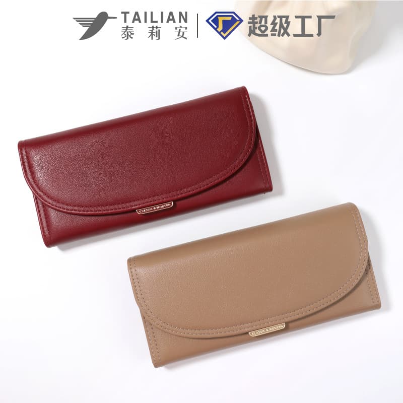 Tailian New Long Wallet for Women, Cross-border Premium Three-fold Ladies Wallet Card Holder 2-in-1 Wallet