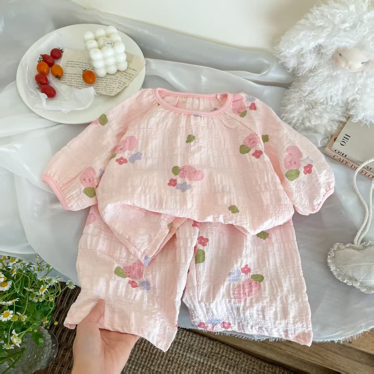 Children's Short Sleeve Pajama Set - Thin, New Style Summer Homewear - Seven-Part Air Conditioned Two-Piece Set for Girls