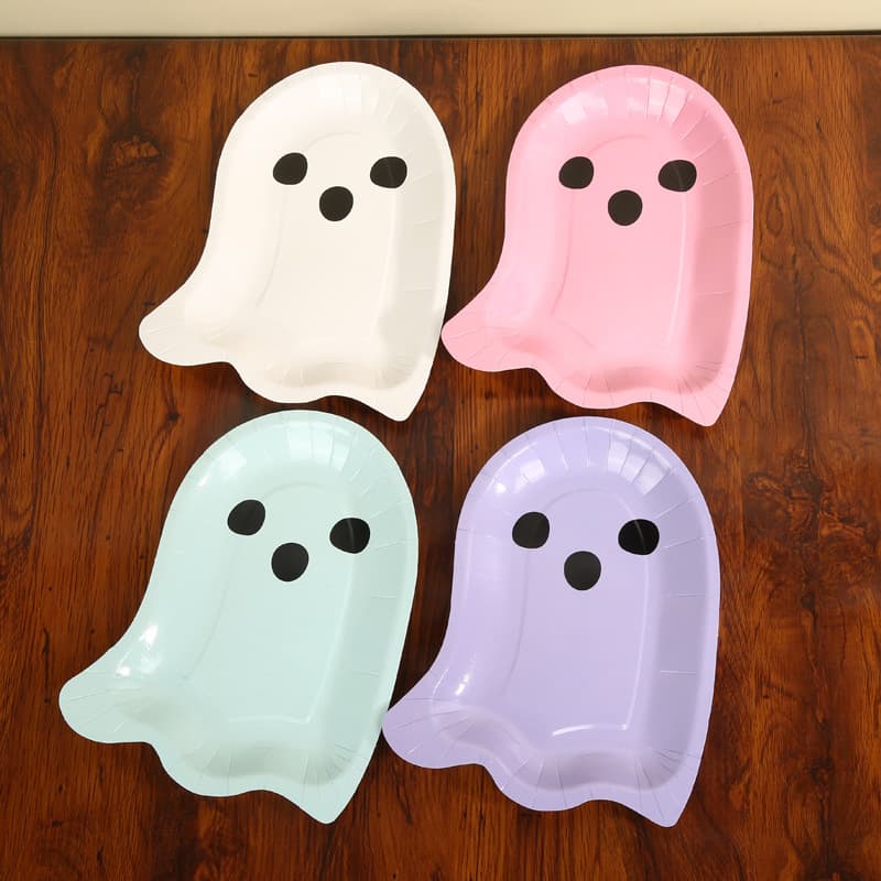 Cross-border party disposable paper plate customization, holiday gathering creative funny paper bowls, cute ghost and one-eyed monster cartoon designs