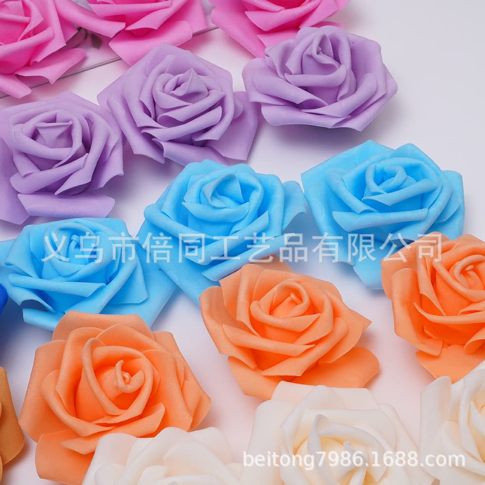 6-7cm PE rose flowers DIY single-color blooms, artificial foam handmade decorative wreath flowers, fake wedding accessories.