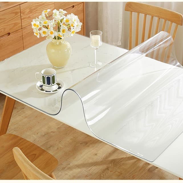 PVC Table Cloth Soft Glass Transparent Thickened 5mm Dining Table Mat Heat-Resistant Waterproof Oil-Proof Crystal Board Coffee Table Pad Rectangular