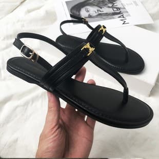 Cross-border Trade Summer 2025 Solid Color Round Toe Single Buckle Fashion Versatile European and American Style Women's Plus Size Thick Sole Sandals
