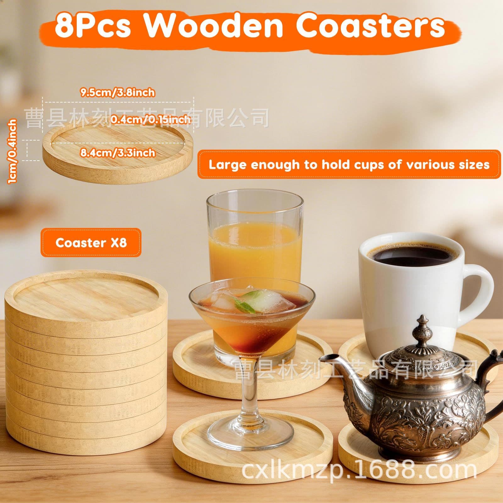 Wooden Drink Insulation Coaster, Simple Household Anti-Scalding Marker Pen Coffee Mat, Bamboo Wood Succulent Plant Round Base Mat