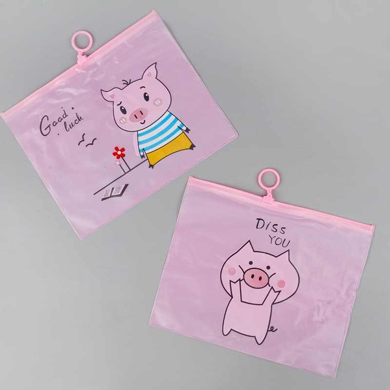 Cute Pig Pencil Case Pink Girly Student Pencil Case Ring Zipper Storage Bag Women's Zipper Bag Wholesale