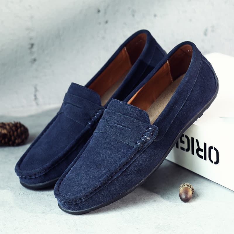 AliExpress Four Seasons Nubuck Leather Peas Shoes Lightweight Set-Toe Peaches Shoes Cross-border Large Size Loafers Simple Men's Shoes