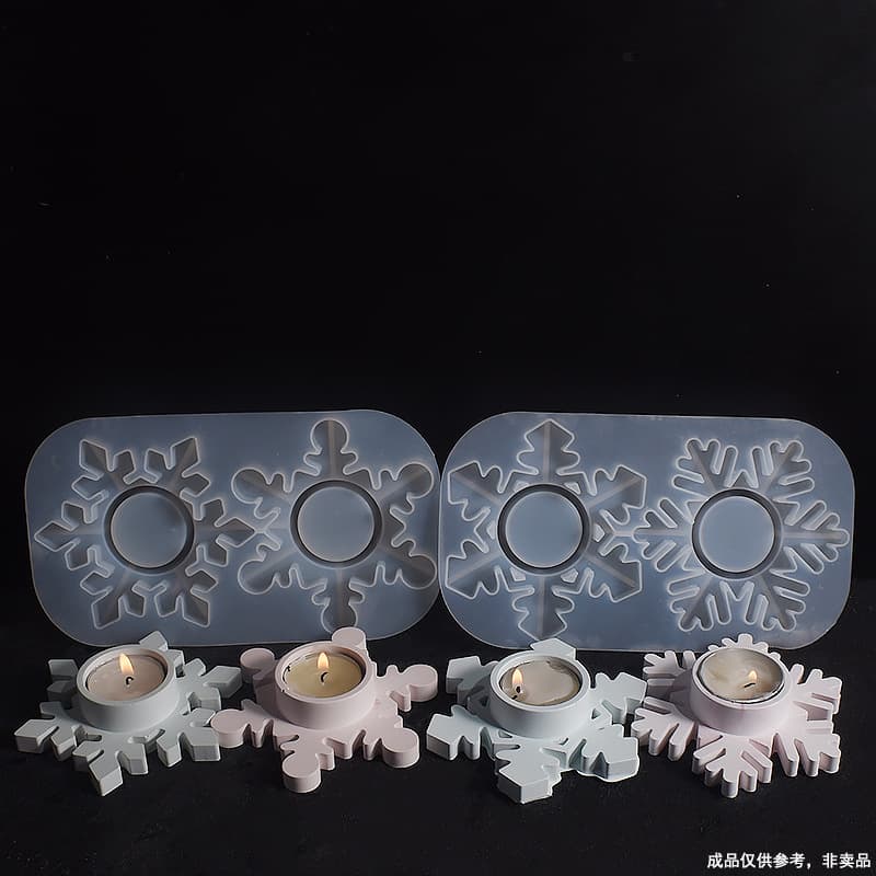 Christmas snowflake candle holder plaster mold candle holder DIY glue two grid snowflake candle holder mirror silicone mold