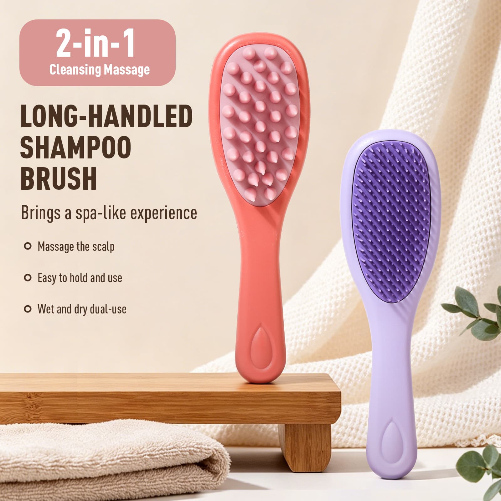 New Cross-Border Double-Sided Hair Washing Brush Fine-Tooth Silicone Scalp Massage Cleaning Comb Wet and Dry Detangling Hairbrush
