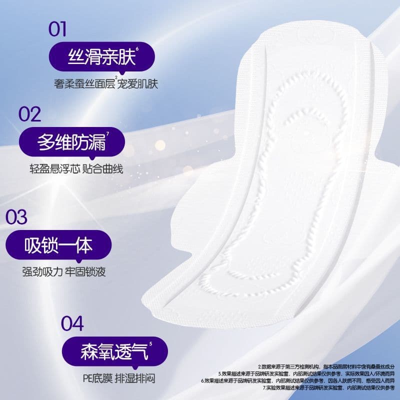 Ankexin Mulberry Silk Sanitary Napkins Day and Night Teens Thin Breathable Dormitory Dry Menstrual Genuine