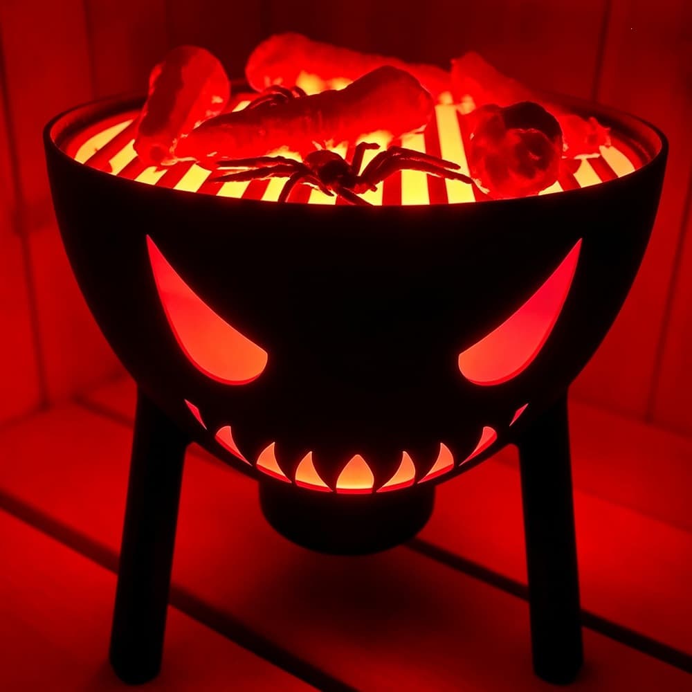Halloween Decoration Electronic Fire Pit Lamp Evil Grill Bar Haunted House Fake Flame Props