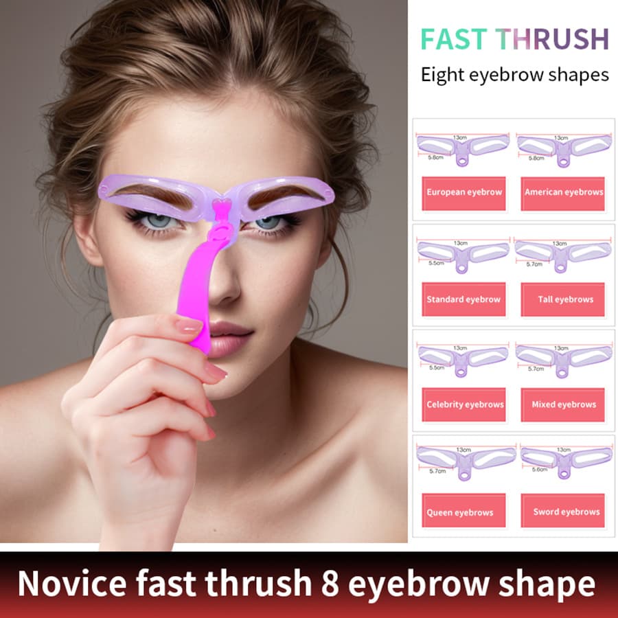 New Export Style Eyebrow Stencil Kit with Lanyard, 4 Eyebrow Shaping Tools, Eyebrow Guide Card, Beginner-Friendly One-Stroke Eyebrow Template