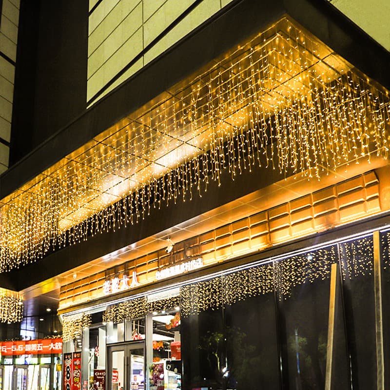 Outdoor LED Icicle Lights Waterfall Curtain Lights Starry Sky Stage Room Holiday String Lights Low Voltage Safe