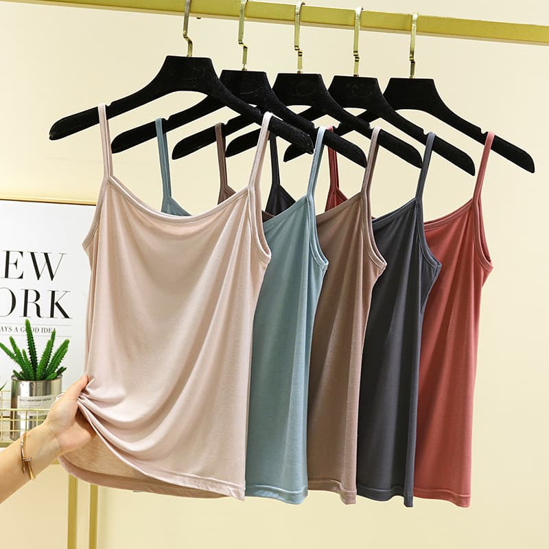 Modal Camisole Tank Top Women Summer Thin Layering Sleeveless Undershirt Short Length Outer Wear Slimming Versatile Top