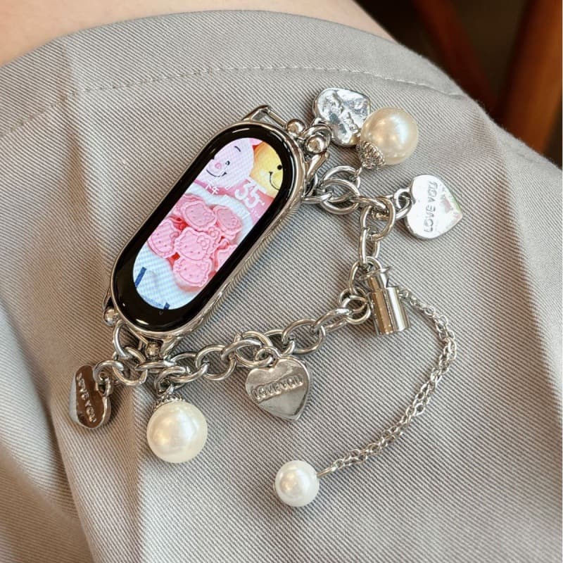 LOVE Heart Pendant Compatible with Apple Watch S9 Band 8/7/6/5/4/3 Ultra Pearl