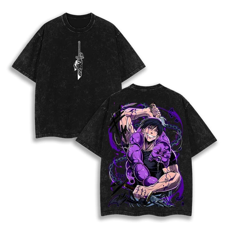 Ouma Pure Cotton Jujutsu Kaisen Acid Washed T-Shirt Vintage O