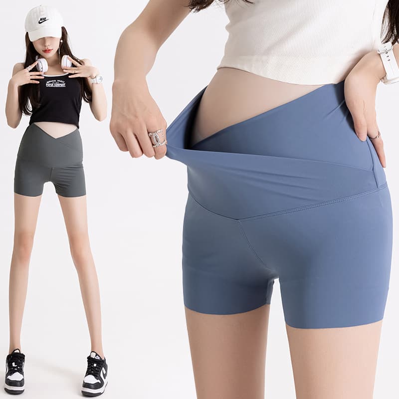 In-stock Maternity Shorts Shark Skin Leggings Summer Thin Trendy Mom Lifting Slimming Yoga Barbie Leggings