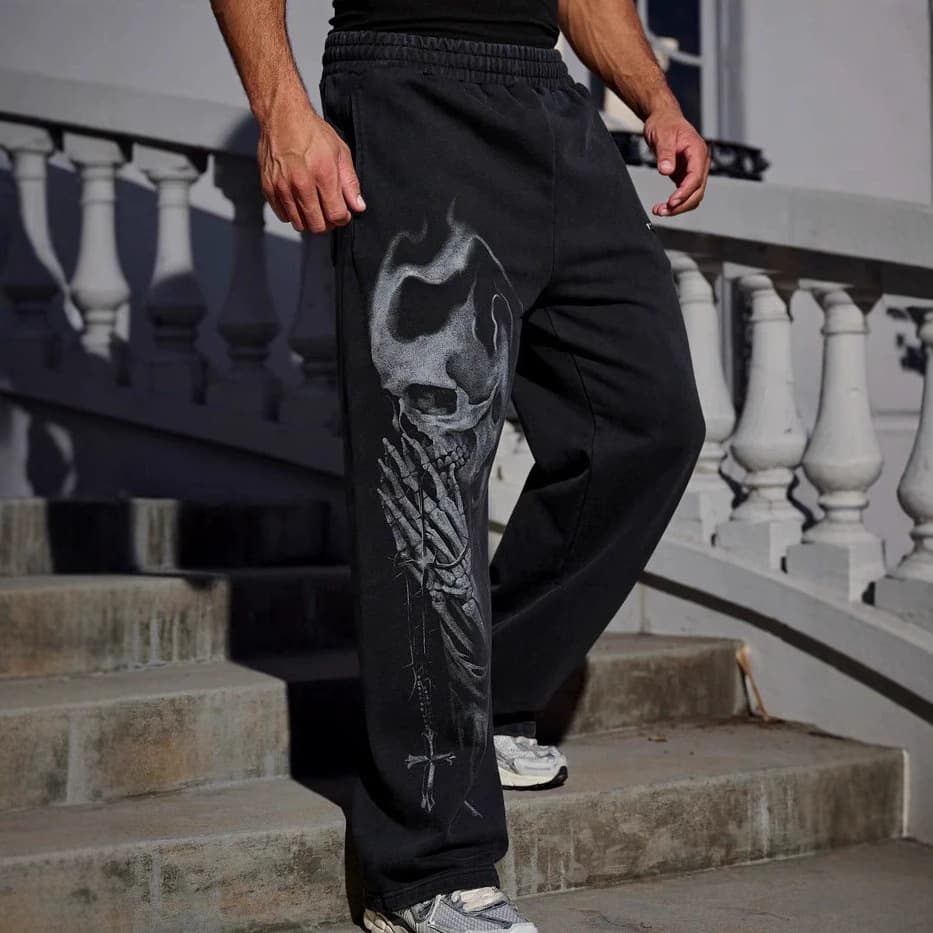 Cross-Border Hot Selling New Autumn/Winter 3D Horror Skull Print Sweatpants Casual Loose Trendy Long Pants Men's Joggers