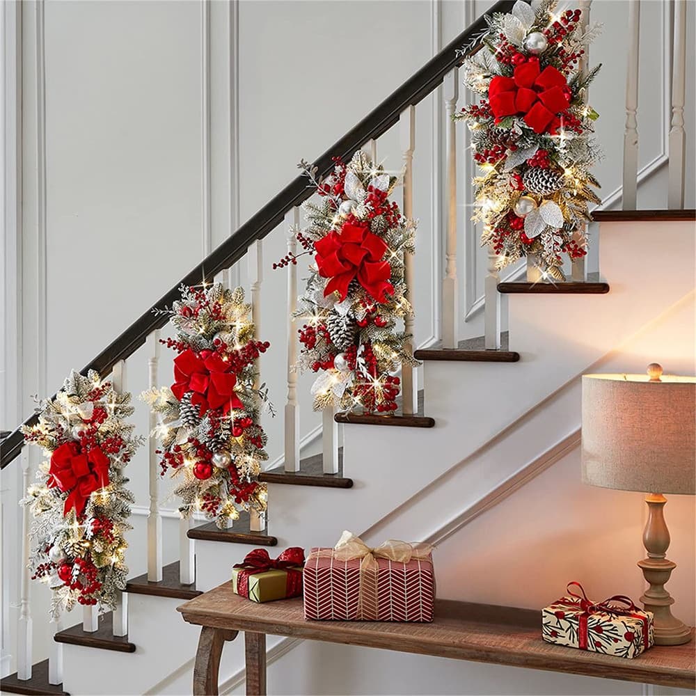 Christmas Staircase Wreath Decorative Hanging Ornament Nordic Home Scene Setting Christmas Amazon Style