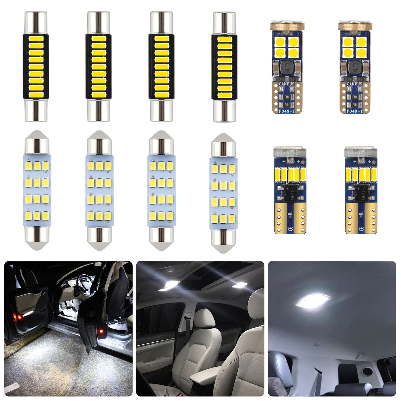 Car Interior Light Kit 12PCS T10 31MM Dome Light Reading Light Width Indicator Light Combo Light