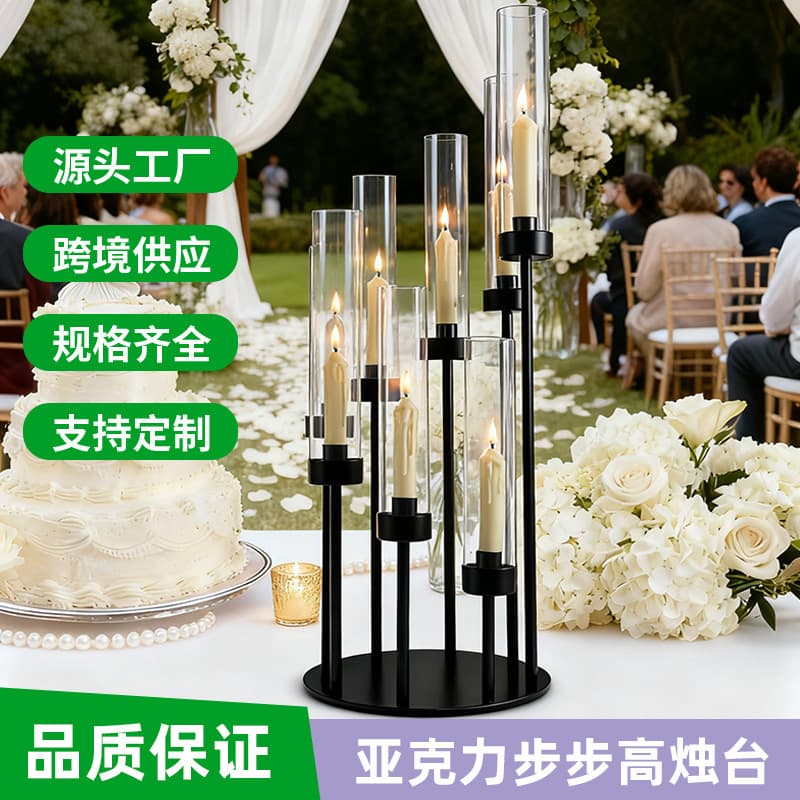 Vintage European Iron Candle Holder Decoration for Home Dining Table Romantic Candlelight Dinner Props Multi-Head French Candle Stand