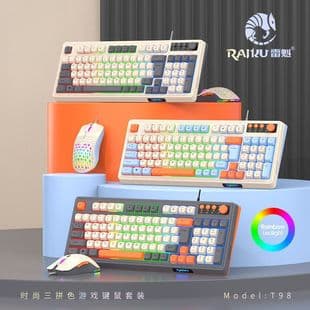 98-Key Silent Keyboard and Mouse Combo, Wired Mechanical Feel, Unisex Office and Gaming, Backlit, Drop Shipping