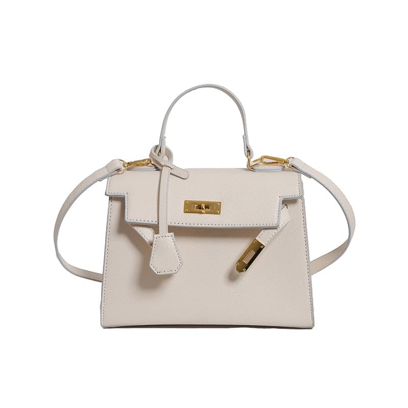 Premium Women's Handbag Vintage Elegant Textured Kelly Bag Commuter Trendy Crossbody Platinum Bag