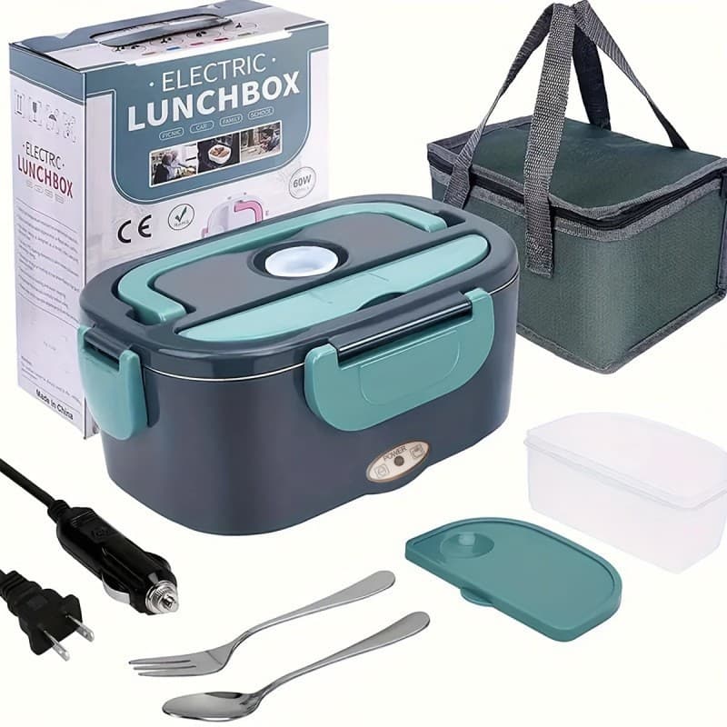 Foreign trade cross-border home car large-capacity dual-purpose electric heating and insulated lunch box portable stainless steel electric heating lunch box