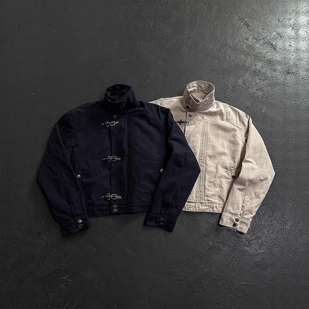 Autumn/Winter Cleanfit Casual Retro Workwear Jacket for Men and Women, Lobster Clasp Short Paneled American-Style Stand Collar Jacket, Trendy