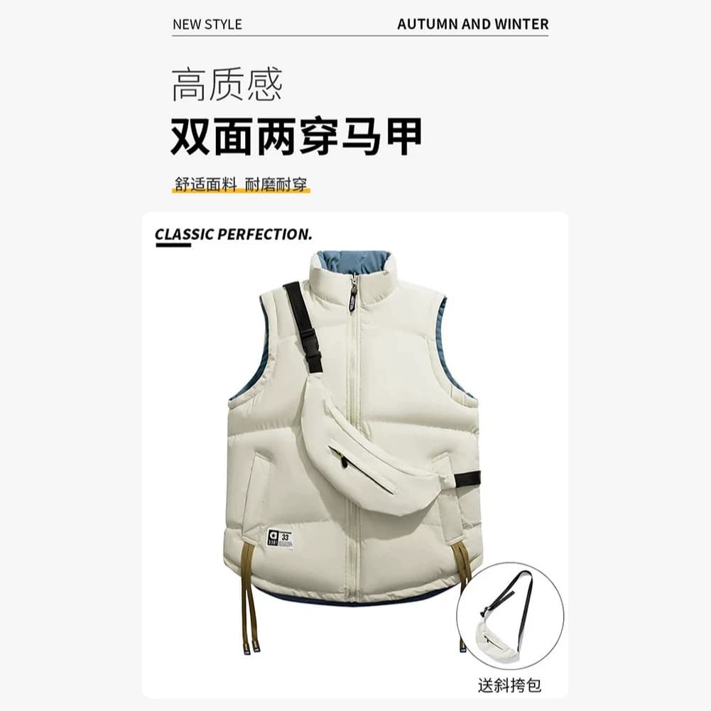 2026 Hot Trend Unisex Backpack Reversible Vest Warm Gilet for Teens Fashionable and Versatile Style