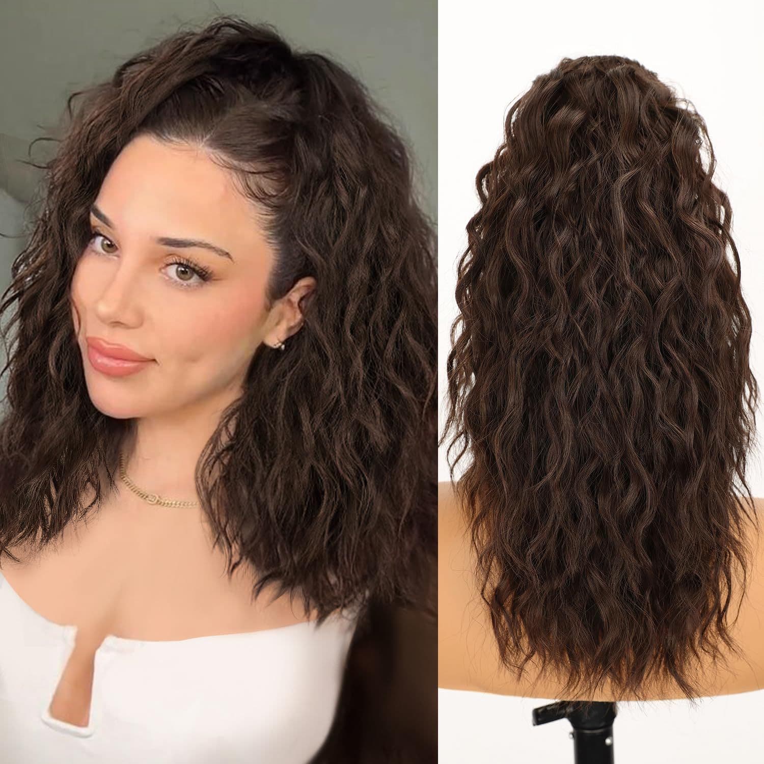European and American Ponytail Wig Double Ponytail Women's Aisi Xu Fluffy Curly Corn Braid Ponytail Hair Extensions