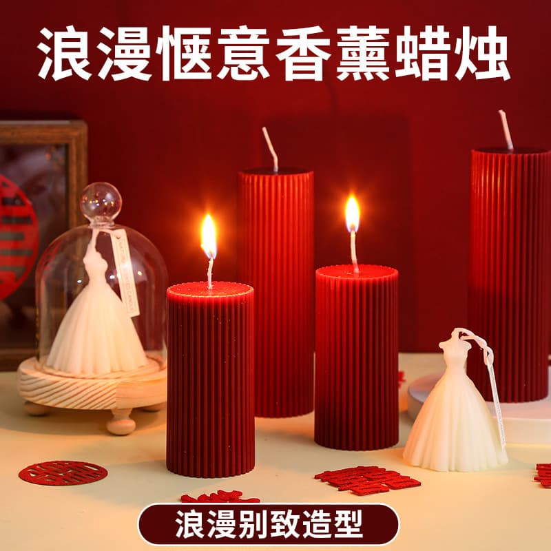 Wedding Room Candle Decoration Handmade Wedding Candles Wine Red Home Romantic Ambiance Decorative Ornament Wedding Wine Red Candle