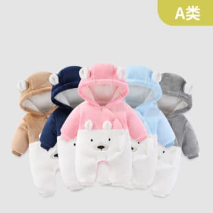 Cross Border Baby Winter Clothes Newborn Girl Romper Super Cute Onesie Fleece Thick Cotton Padded Winter Outwear