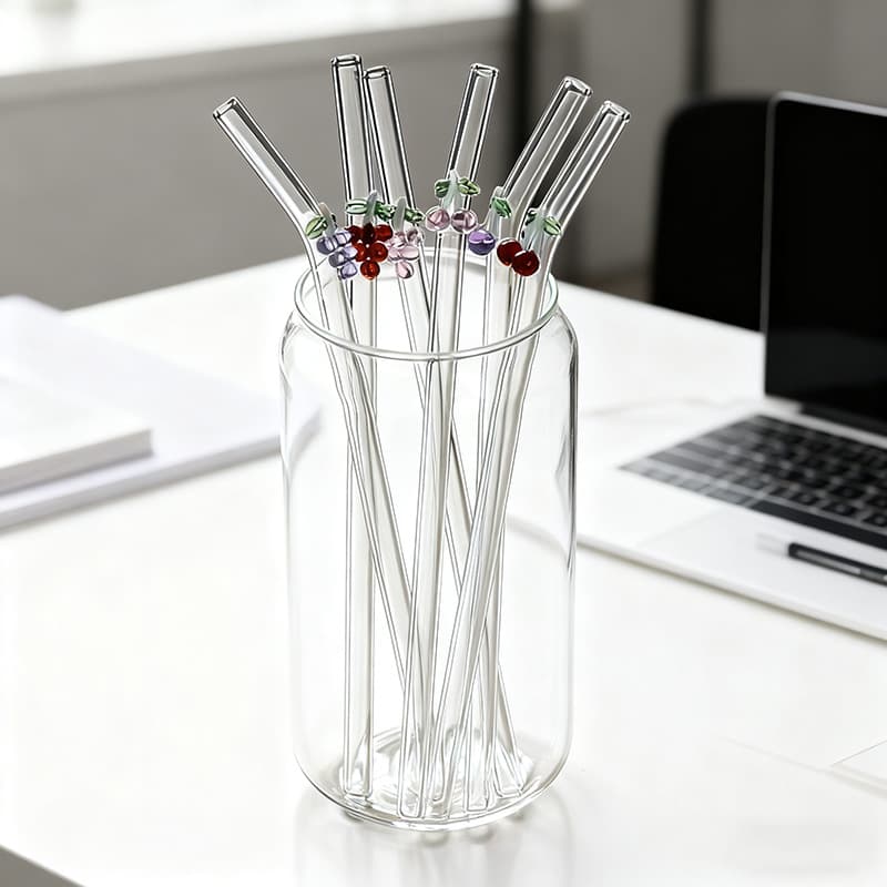 Colorful Fruit-Shaped Glass Straw, High Borosilicate Heat-Resistant Glass Straw, Reusable Coffee Juice Straw