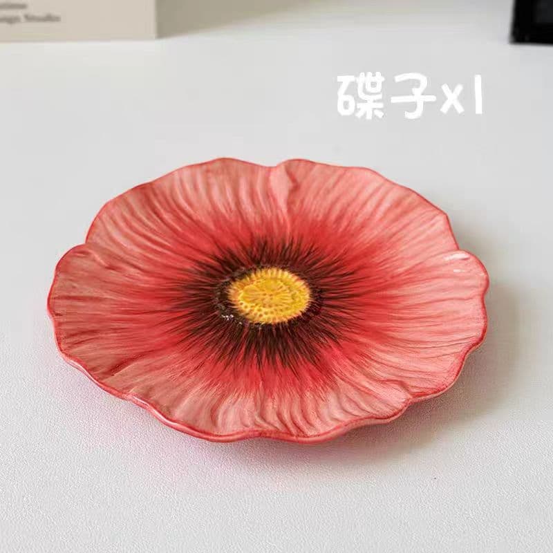 Stylish 6-Inch Flower Ceramic Plate, Ins-Style Dessert Plate, Underglaze Color Creative Breakfast Plate, Japanese Tableware