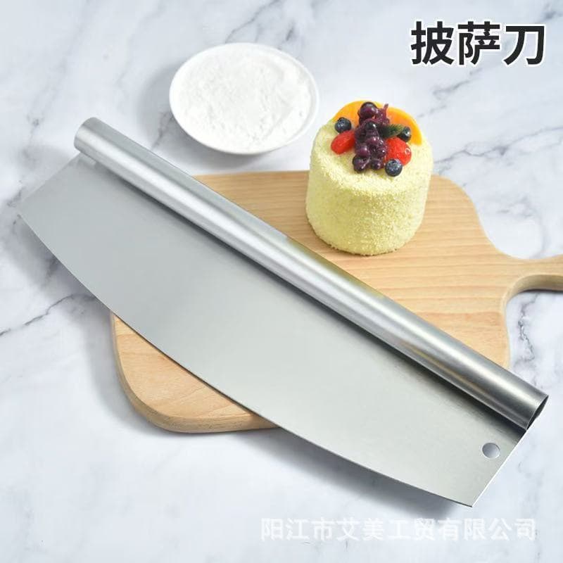 430 Stainless Steel Long Pizza Rocker Cutter Semi-Circle Slicer Pizza Cutter Nougat Multi-Purpose Rocking Blade