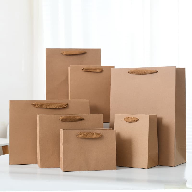 Vertical large kraft paper bag handbag advertising takeaway packaging gift clothing store thickened horizontal kraft paper bag