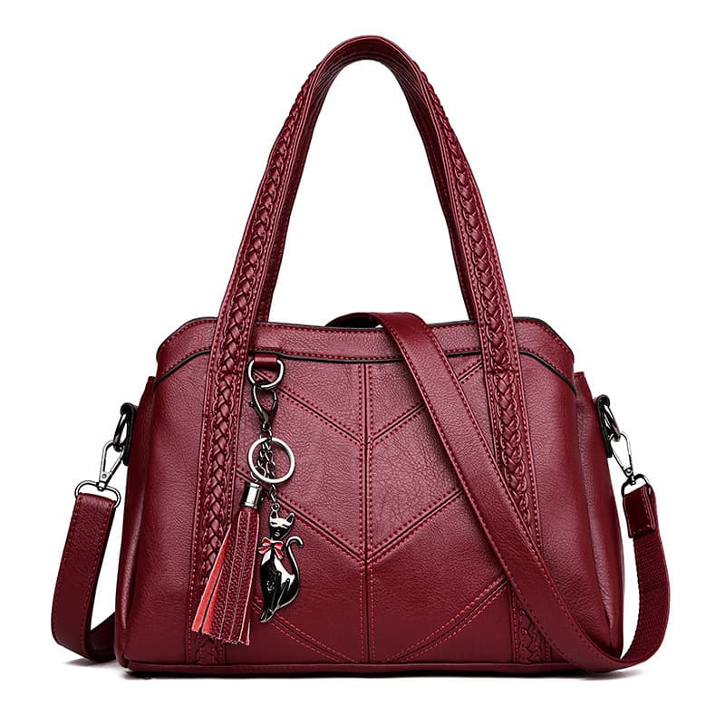 Women's Bag 2023 New Middle-Aged Mom Bag Simple Handbag Fashionable All-Match Soft Leather Large Capacity Shoulder Messenger Bag