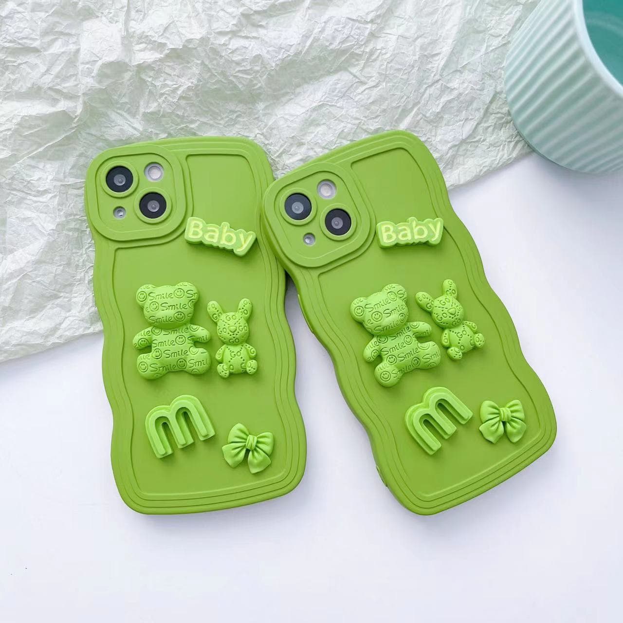 Compatible with nova10 P60 mate60 Solid Color Big Wave 3D Cartoon Phone Case Frosted Bear Soft
