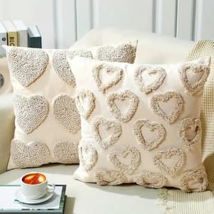 Valentine's Day Heart Pillow Cover Tufted Loop Velvet Throw Pillow Case for Sofa Living Room Bedroom Hollow Design