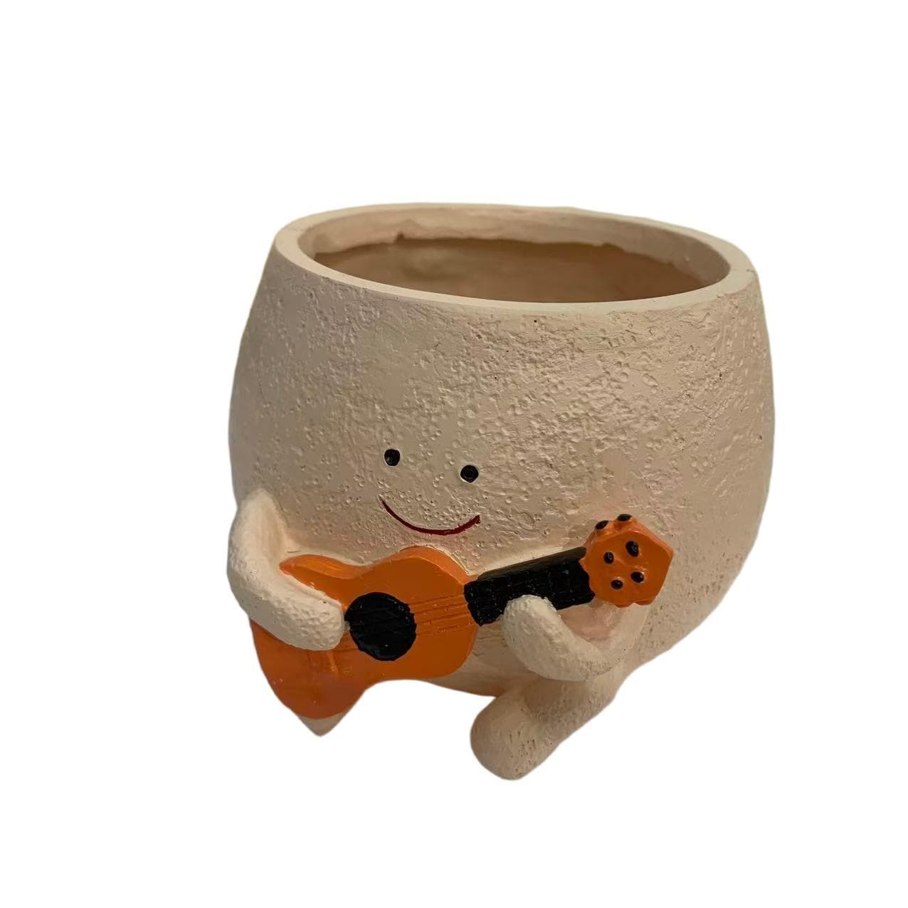 Cute Succulent Guitar Flower Pot Resin Creative Craft Home Personality Flower Pot Outdoor Garden Landscape Decoration