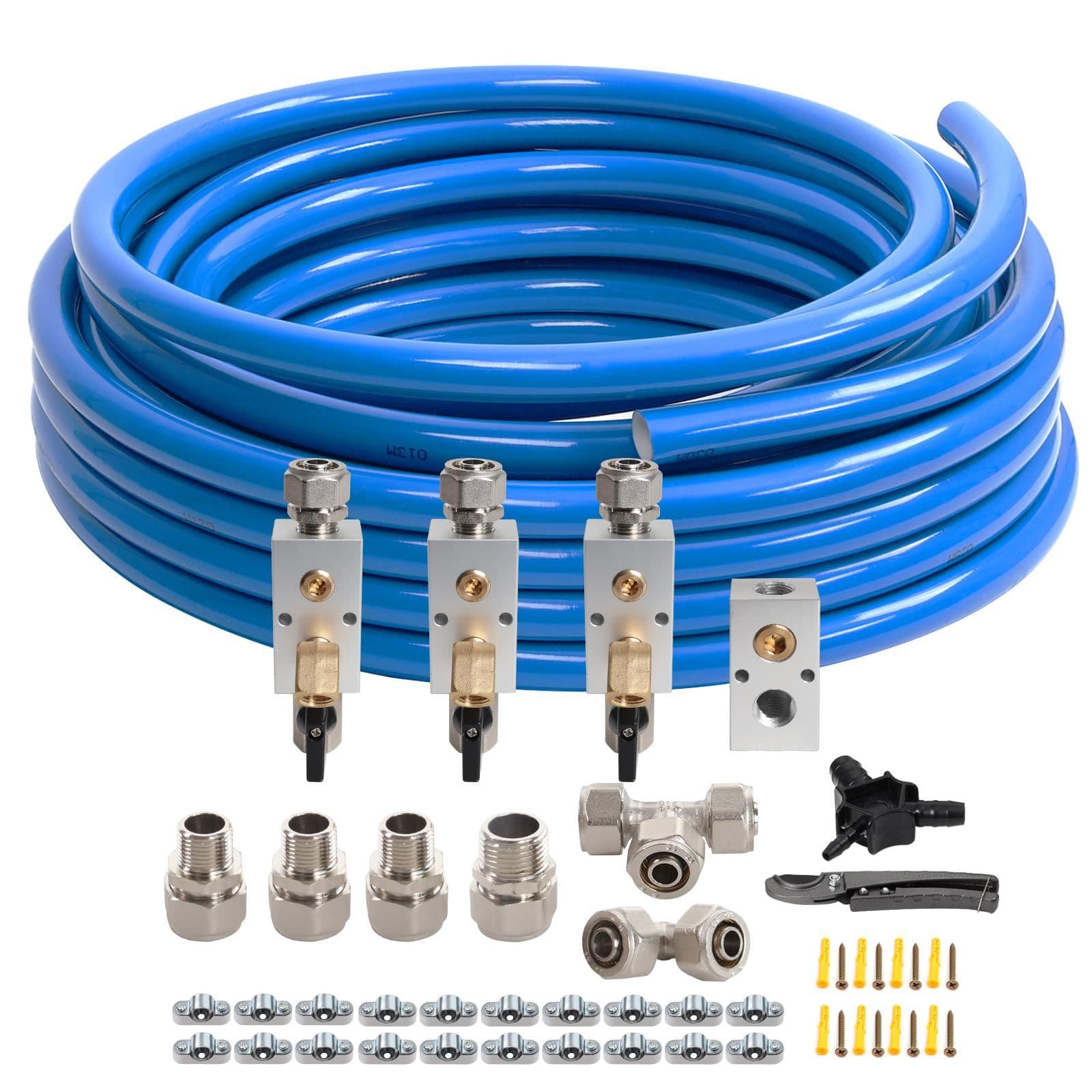 1/2" HDPE Compressed Air Piping Kit with Outlet Block, Elbows and Other Fittings, Aluminum-Plastic Pipe, Air Compressor Pipe for Garage