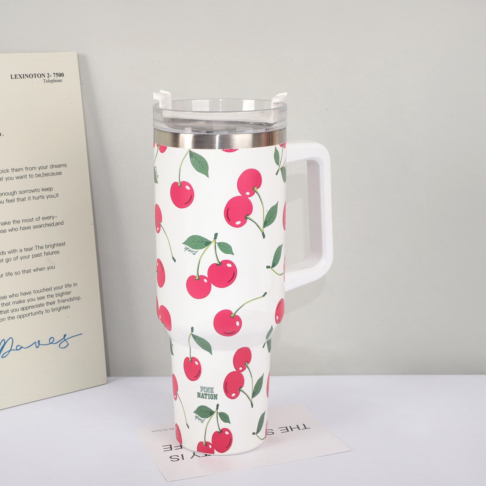 Cross-border 304 Insulated Cup 40oz Tumbler 3D Printed Stainless Steel Tumbler with Handle Vacuum Insulated Cup